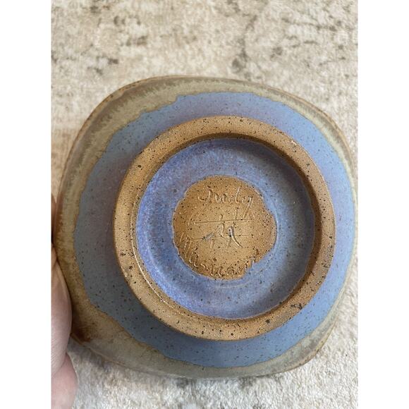 Beautiful Handmade Pottery‎ Bowl Green Beige & Purple - Picture 3 of 6